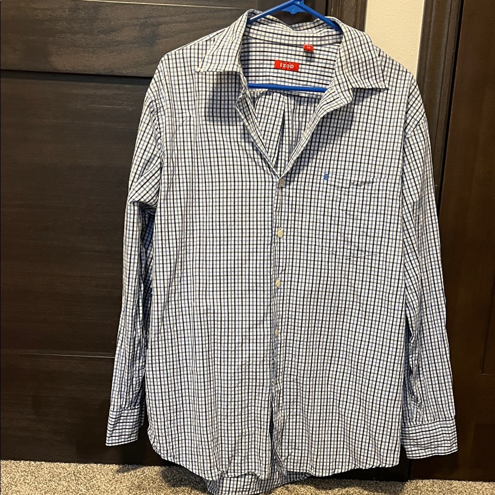 Men's Blue Checkered Shirt size large IZOD